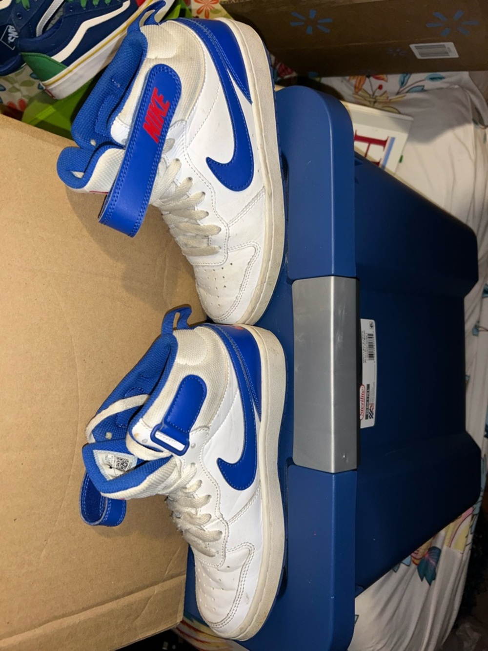 Kids Nike Court Borough Mid 2 White Blue Game Royal